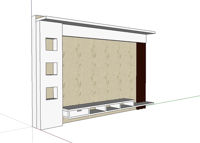 某住宅现代室内电视背景墙su模型(2)