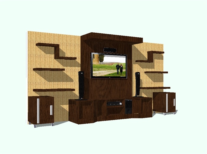 室内客厅电视柜背景墙su模型(2)