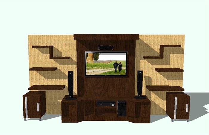 室内客厅电视柜背景墙su模型(3)