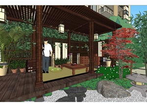 日式风格住宅小区场景设计SU(草图大师)模型