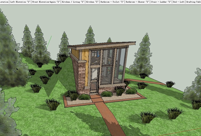 现代简单的森林居住建筑su模型(2)