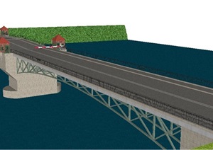 现代交通桥梁建筑设计SU(草图大师)模型