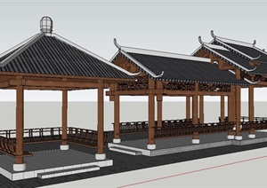 中式古典亭廊组合SU(草图大师)模型