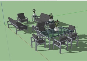 详细室内桌椅组合设计SU(草图大师)模型