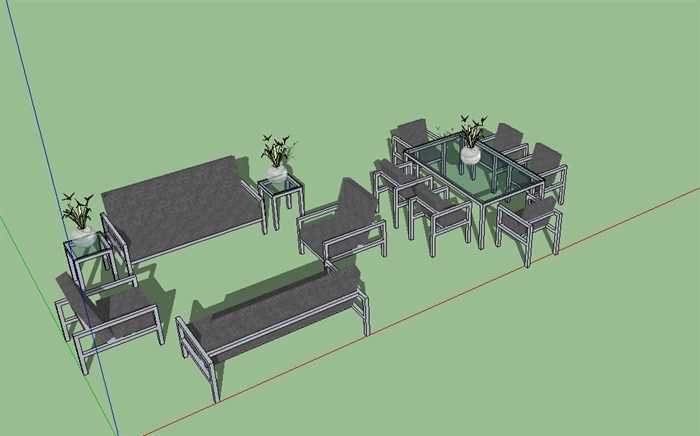 详细室内桌椅组合设计su模型(2)