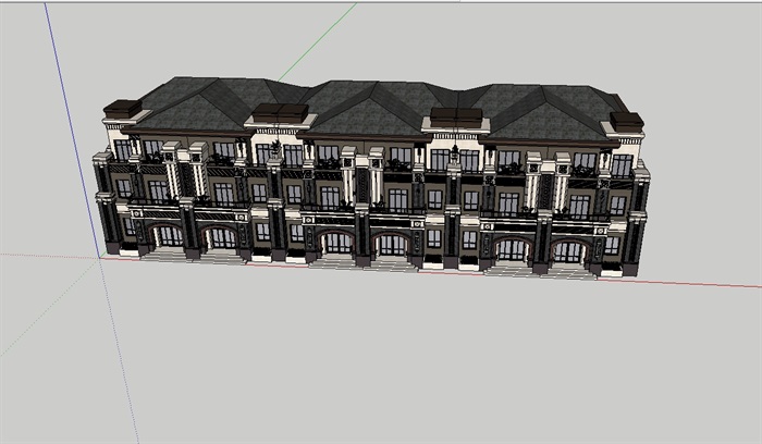 新古典详细的小区别墅su模型(3)