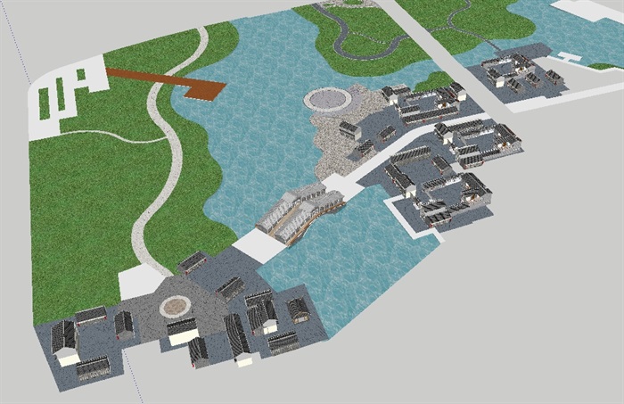 度假景区滨水建筑设计su模型(3)