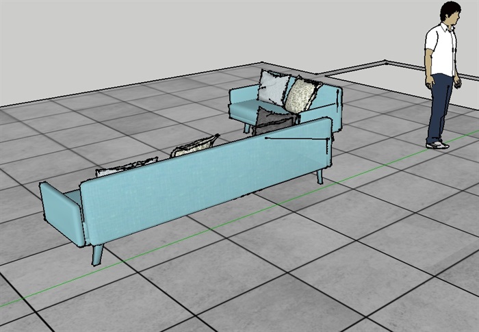 现代风格沙发组合设计su模型含效果图(3)