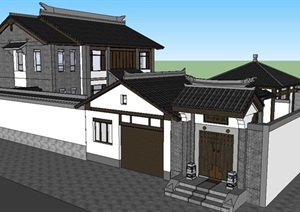 中式四合院住宅建筑SU(草图大师)模型