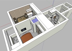 住宅小户型室内空间SU(草图大师)模型