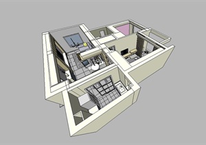 住宅空间详细室内装饰素材设计SU(草图大师)模型