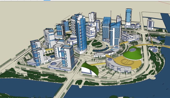 某城市滨水核心片区城市设计SU模型