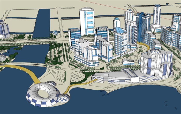 某城市滨水核心片区城市设计SU模型