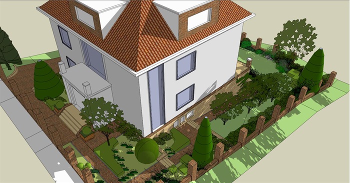 别墅小花园景观设计SU模型
