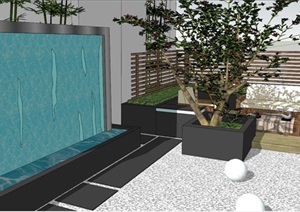 超精细露台花园景观设计方案SU(草图大师)模型
