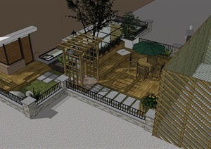 住宅花园庭院景观SU(草图大师)模型