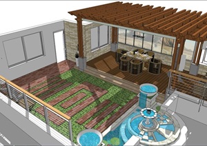 精致屋顶花园景观小品SU(草图大师)模型