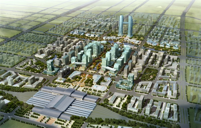 某城市都市建筑综合设计psd鸟瞰图(1)