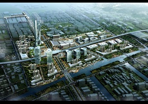 城市规划鸟瞰图PSD分层