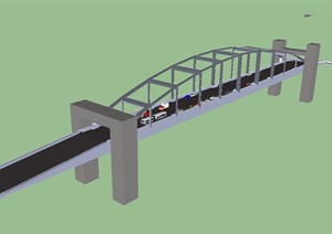 现代某交通过河大桥设计SU(草图大师)模型