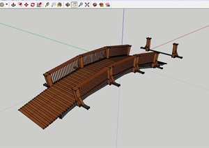 现代防腐木拱桥设计SU(草图大师)模型