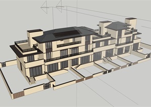 某小区联排别墅CAD方案及SU(草图大师)模型