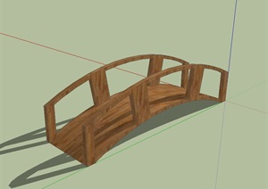 木质详细的园林景观桥设计SU(草图大师)模型