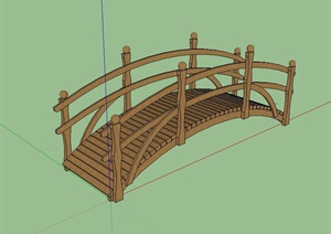 中式木质园桥设计SU(草图大师)模型