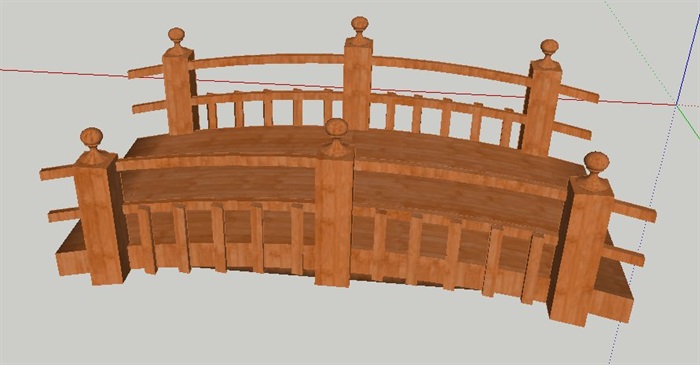 木制小拱桥设计su模型(3)