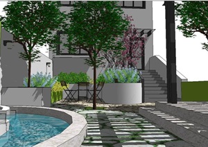 超经典庭院花园景观设计SU(草图大师)模型