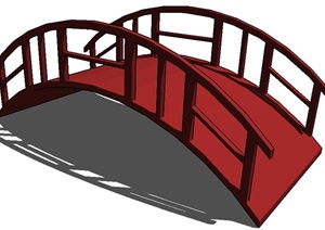 景观红色小拱桥设计SU(草图大师)模型