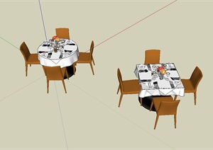 饭店餐厅桌子椅子设计SU(草图大师)模型
