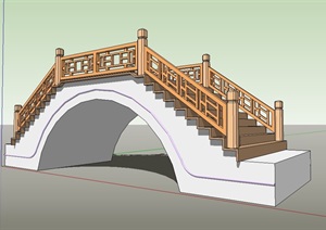 中式风格拱桥设计SU(草图大师)模型