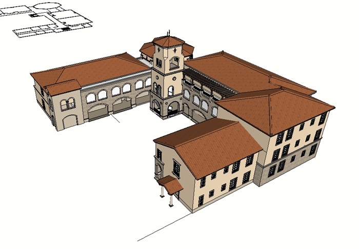 西班牙幼儿园多层建筑楼设计su模型(3)