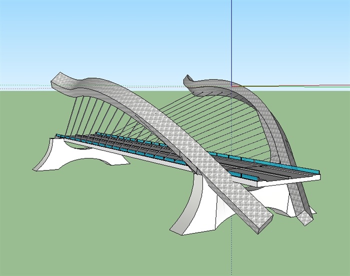 现代独特的交通桥设计su模型(1)