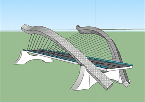 现代独特的交通桥设计SU(草图大师)模型