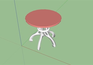 粉红色的金属咖啡小圆桌SU(草图大师)模型