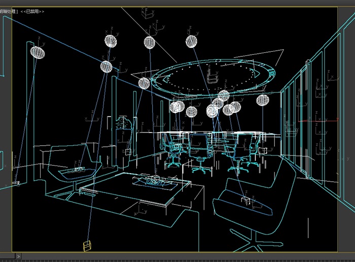 现代室内会议室空间3d模型(1)