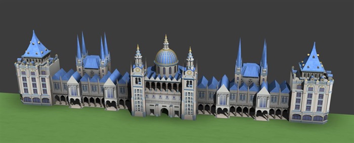某现代风格别墅城堡建筑3d模型