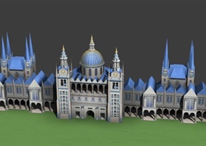 某现代风格别墅城堡建筑3d模型