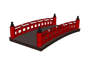 日式风格详细园桥设计SU(草图大师)模型