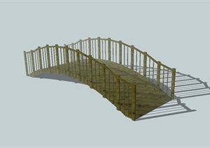 现代中式防腐木质园桥设计SU(草图大师)模型
