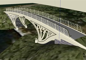 欧式详细的交通码头桥设计SU(草图大师)模型