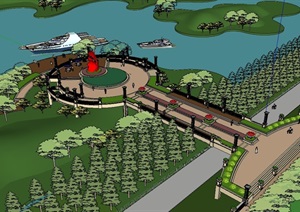 欧式滨水公园景观设计SU(草图大师)模型