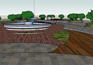 现代简单的广场景观设计SU(草图大师)模型