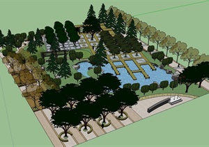 现代小型公园景观SU(草图大师)模型