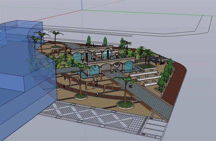 现代商务广场景观设计su模型(3)
