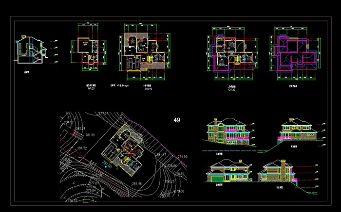 欧式坡地独栋别墅cad方案设计(3)