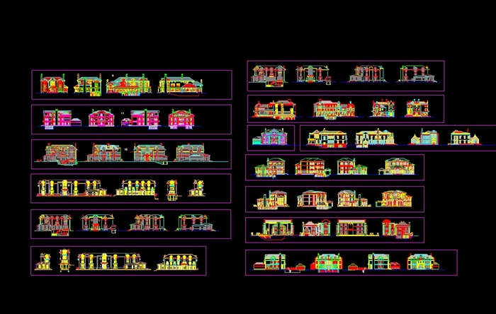 多个详细的别墅外立面cad图集(3)