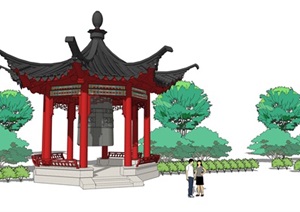 传统中式钟亭设计SU(草图大师)模型